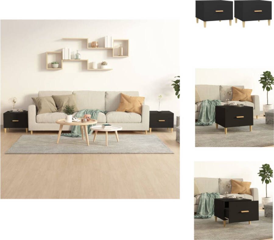VidaXL Salontafel Salontafels Tafel Bijzettafel Salontafels 2 st 50x50x40 cm bewerkt hout zwart