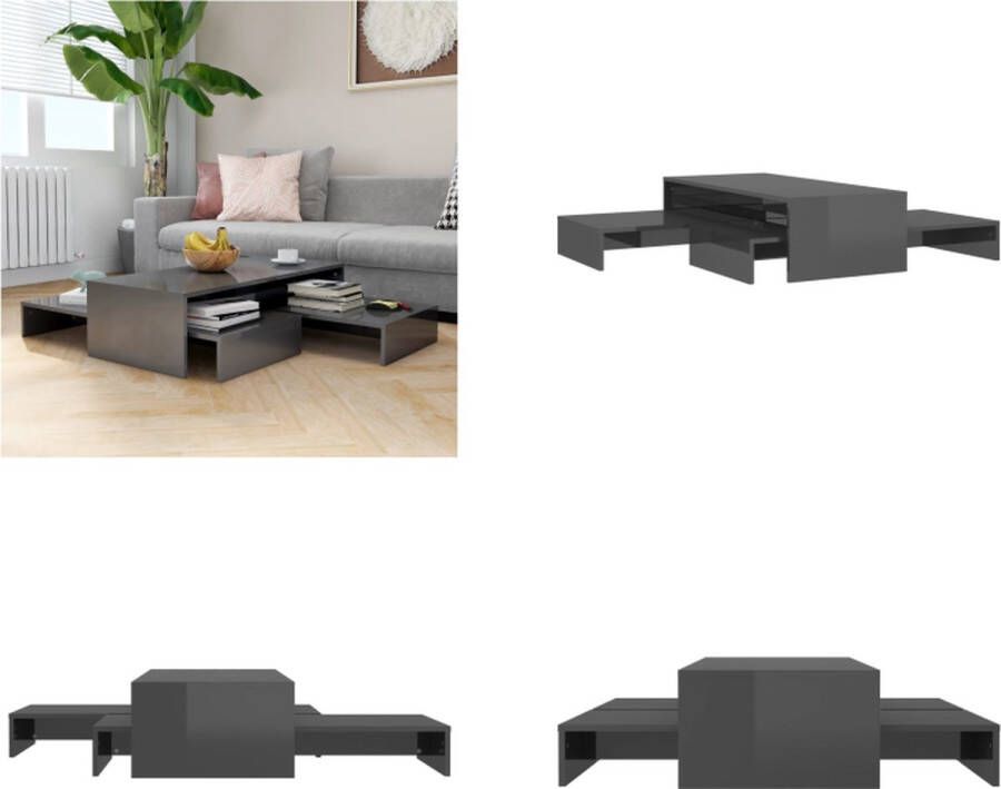 VidaXL Salontafelset 100x100x26 5 cm hoogglans grijs Salontafelset Salontafelsets Salontafel Set Salontafel Sets