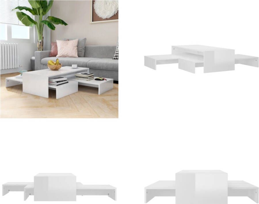 VidaXL Salontafelset 100x100x26 5 cm hoogglans wit Salontafelset Salontafelsets Salontafel Set Salontafel Sets
