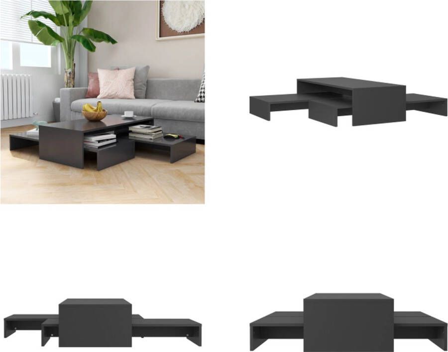 VidaXL Salontafelset 100x100x26 5 cm bewerkt hout grijs Salontafelset Salontafelsets Salontafel Set Salontafel Sets