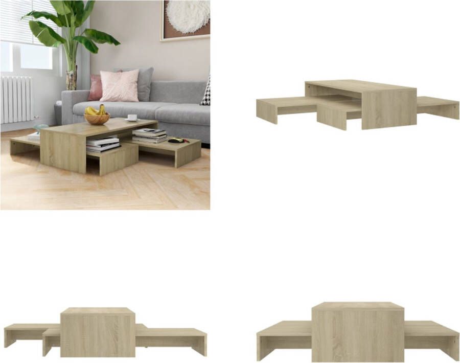 VidaXL Salontafelset 100x100x26 5 cm bewerkt hout sonoma eikenkleurig Salontafelset Salontafelsets Salontafel Set Salontafel Sets