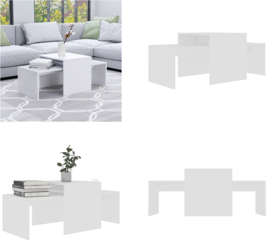 VidaXL Salontafelset 100x48x40 cm bewerkt hout wit Salontafel Salontafels Woonkamertafel Woonkamertafels