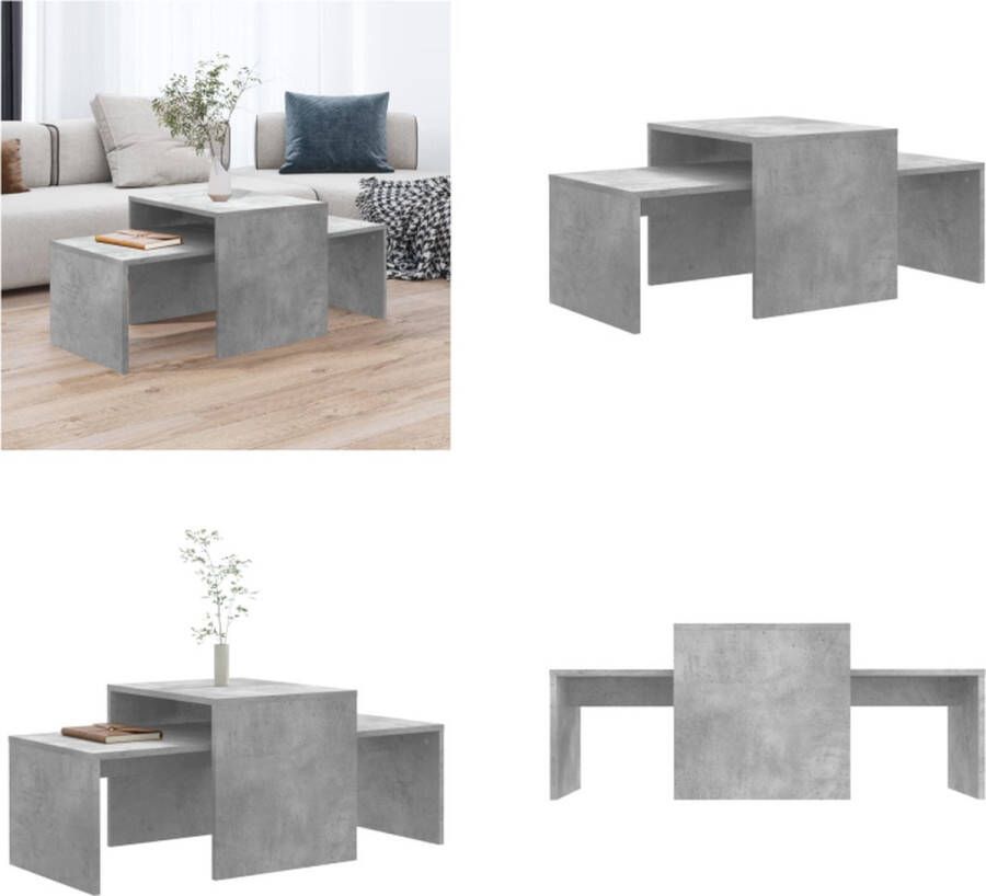 VidaXL Salontafelset 100x48x40 cm bewerkt hout betongrijs Salontafel Salontafels Woonkamertafel Woonkamertafels