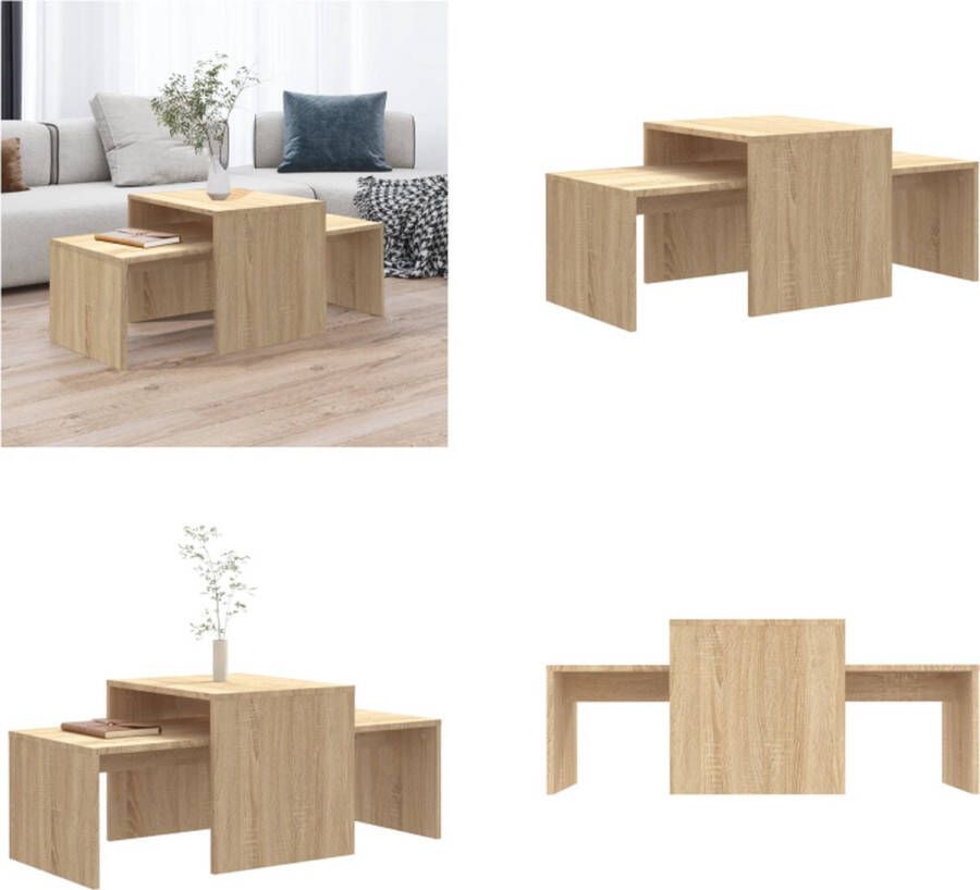 vidaXL Salontafelset 100x48x40 cm spaanplaat sonoma eikenkleurig Salontafel Salontafels Woonkamertafel Woonkamertafels