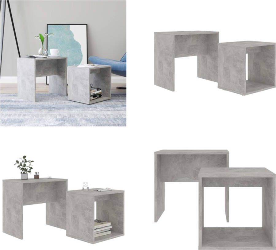 VidaXL Salontafelset 48x30x45 cm spaanplaat betongrijs In Elkaar Passend Tafeltje In Elkaar Passende Tafeltjes Tafeltjesset Tafeltjessets