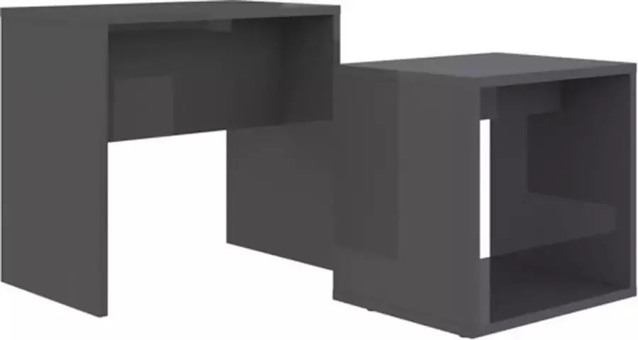 VidaXL -Salontafelset-48x30x45-cm-bewerkt-hout-hoogglans-grijs - Foto 4