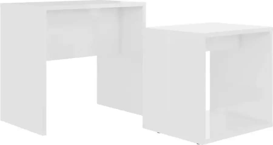 VidaXL -Salontafelset-48x30x45-cm-bewerkt-hout-hoogglans-wit - Foto 4