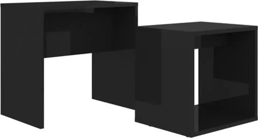 VidaXL -Salontafelset-48x30x45-cm-spaanplaat-hoogglans-zwart - Foto 3