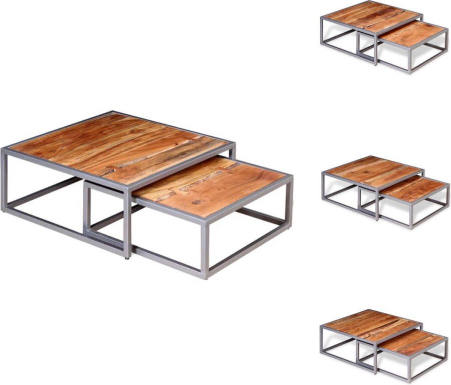 VidaXL Salontafel Salontafels Houten Salontafel Houten Salontafels 2-delige Salontafelset massief acaciahout