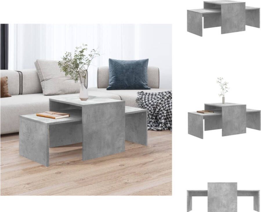 VidaXL Salontafel Salontafels Woonkamertafel Woonkamertafels Salontafelset 100x48x40 cm bewerkt hout betongrijs - Foto 2