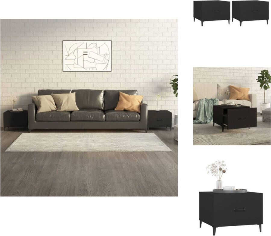 VidaXL Salontafel Salontafels Tafel Bijzettafel Salontafel 2 st met metalen poten 50x50x40 cm zwart