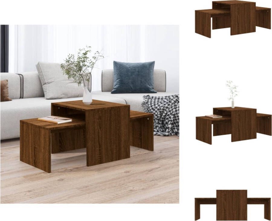VidaXL Salontafel Salontafels Tafel Bijzettafel Salontafelset 100x48x40 cm bewerkt hout bruineikenkleurig