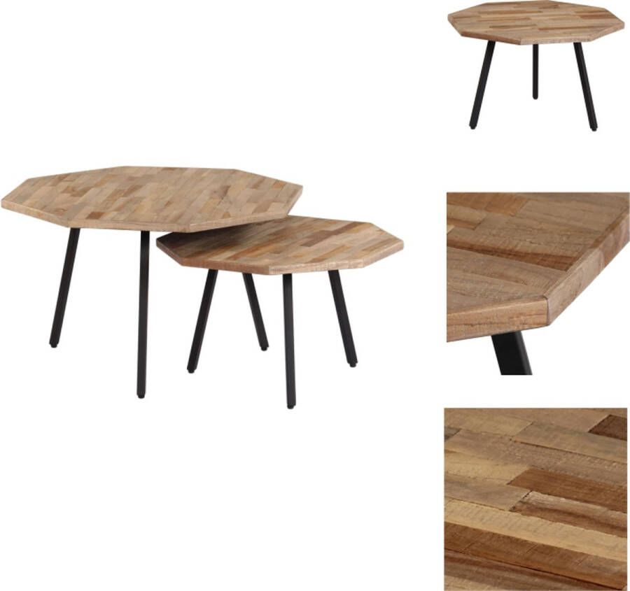 VidaXL Salontafel Salontafels Koffietafel Koffietafels 2-delige Salontafelset hexagonaal gerecycled teakhout - Foto 3