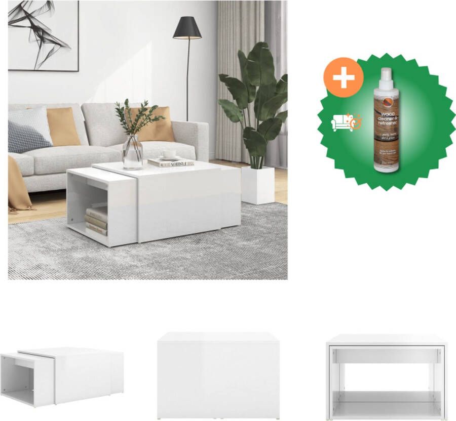 VidaXL Salontafelset Hoogglans wit Grote en kleine salontafel 60 x 60 x 38 cm (L x B x H) 29 x 56.5 x 36 cm (L x B x H) Bewerkt hout Montage vereist Tafel Inclusief Houtreiniger en verfrisser