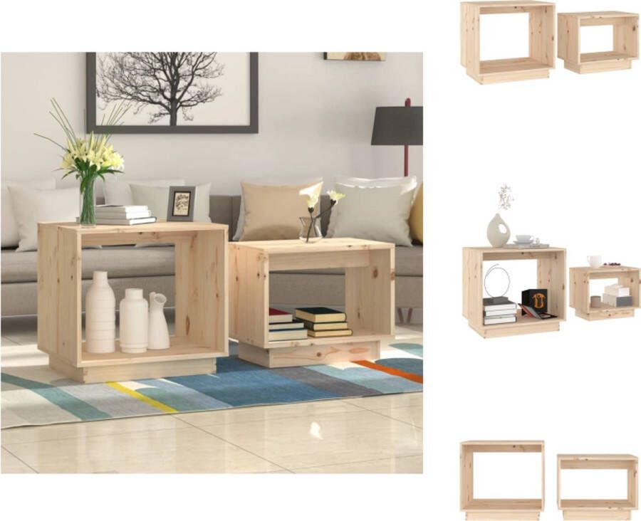 VidaXL Salontafel Salontafels Houten Salontafel Bijzettafel 2-delige Salontafelset massief grenenhout - Foto 2