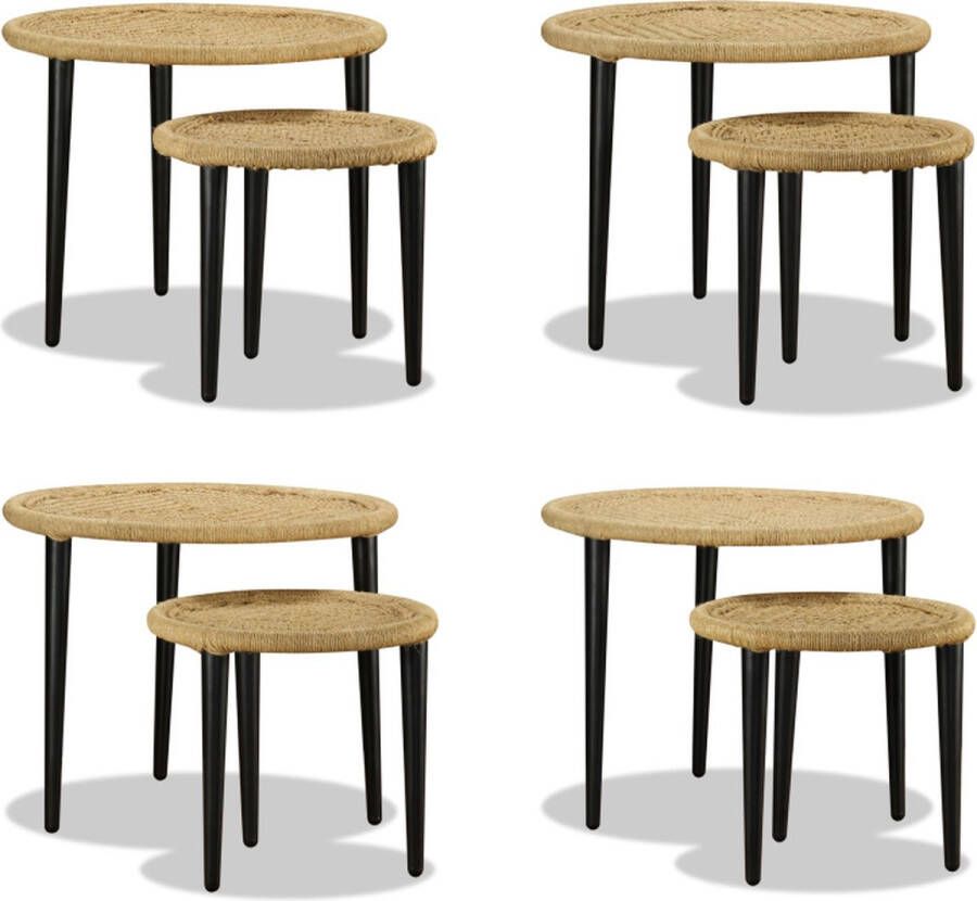 VidaXL 2-delige Salontafelset natuurlijk jute Salontafel Salontafels Salon Tafel Salon Tafels