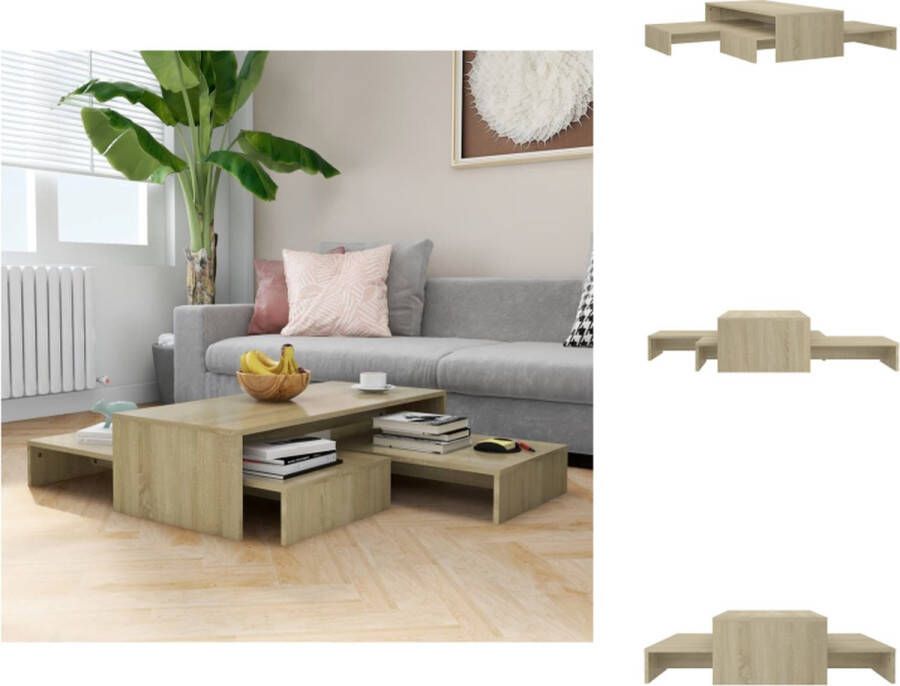 VidaXL Salontafelset Salontafelsets Salontafel Set Salontafel Sets Salontafelset 100x100x26 5 cm bewerkt hout sonoma eikenkleurig - Foto 2