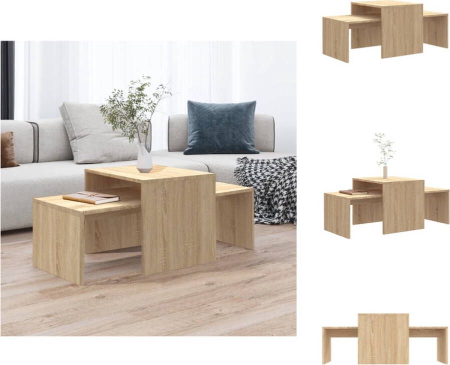 VidaXL Salontafel Salontafels Woonkamertafel Woonkamertafels Salontafelset 100x48x40 cm bewerkt hout sonoma eikenkleurig - Foto 2