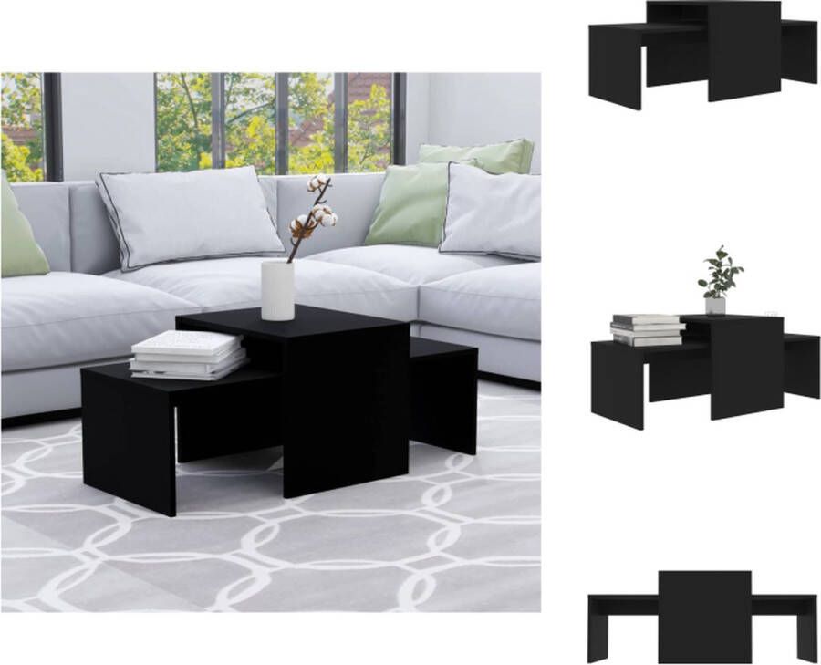 VidaXL Salontafel Salontafels Woonkamertafel Woonkamertafels Salontafelset 100x48x40 cm bewerkt hout zwart - Foto 2