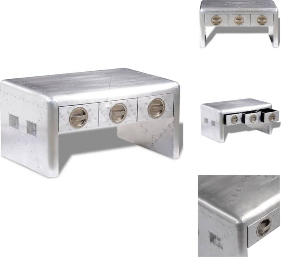 VidaXL Salontafel Salontafels Salon Tafel Salon Tafels Salontafel met 3 lades vintage luchtvaartlook