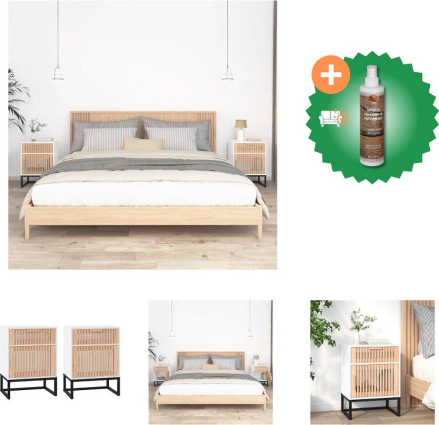 VidaXL Scandinavisch Design Nachtkastjes wit 40 x 30 x 55.5 cm 2 stuks Kast Inclusief Houtreiniger en verfrisser