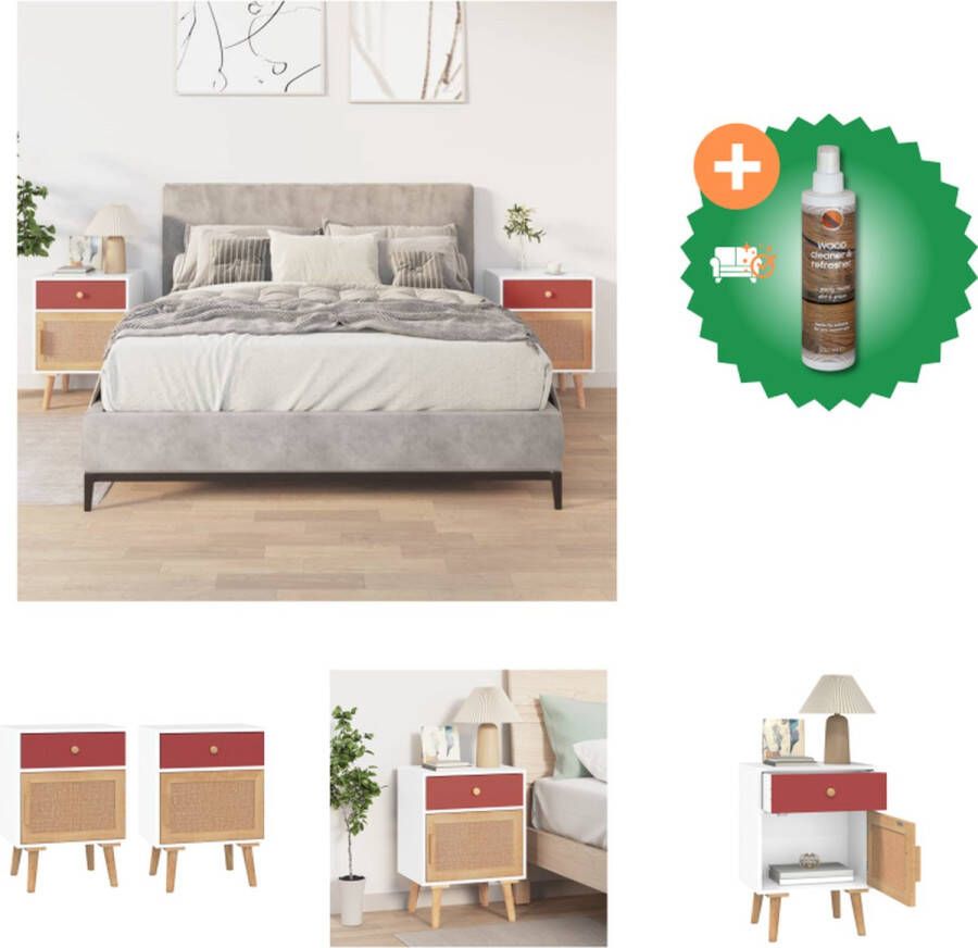 VidaXL Scandinavisch Houten Nachtkastje 40 x 30 x 55 cm Wit Kast Inclusief Houtreiniger en verfrisser