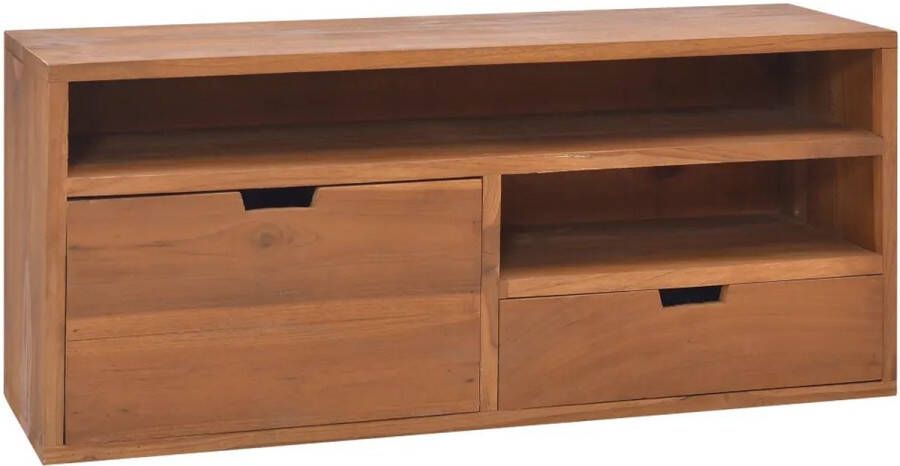 vidaXL Scandinavisch Houten TV-Meubel Massief Teakhout Ruime Opberglades Vintage Stijl 90x30x40 cm