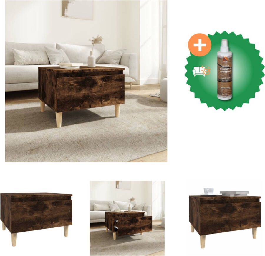 VidaXL Scandinavische Bijzettafel 50 x 46 x 35 cm Gerookt eiken Hout Tafel Inclusief Houtreiniger en verfrisser - Foto 2
