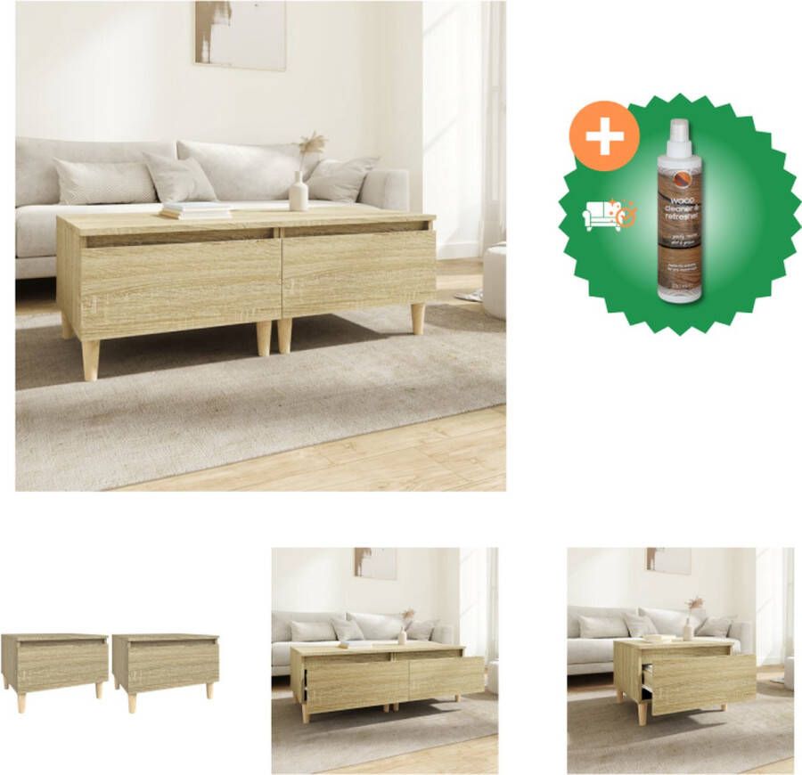 VidaXL Bijzettafels Sonoma Eiken Set van 2 50x46x35cm Bewerkt Hout en Metaal Tafel Inclusief Houtreiniger en verfrisser