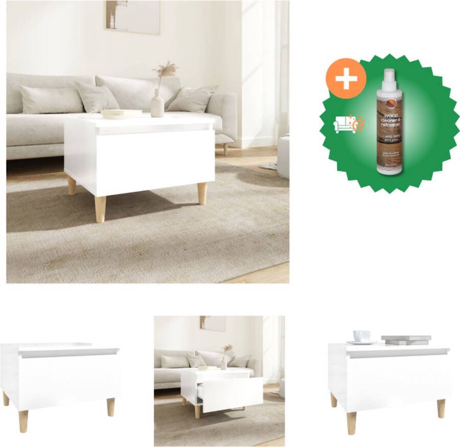 VidaXL Scandinavische bijzettafel bewerkt hout 50 x 46 x 35 cm hoogglans wit Tafel Inclusief Houtreiniger en verfrisser