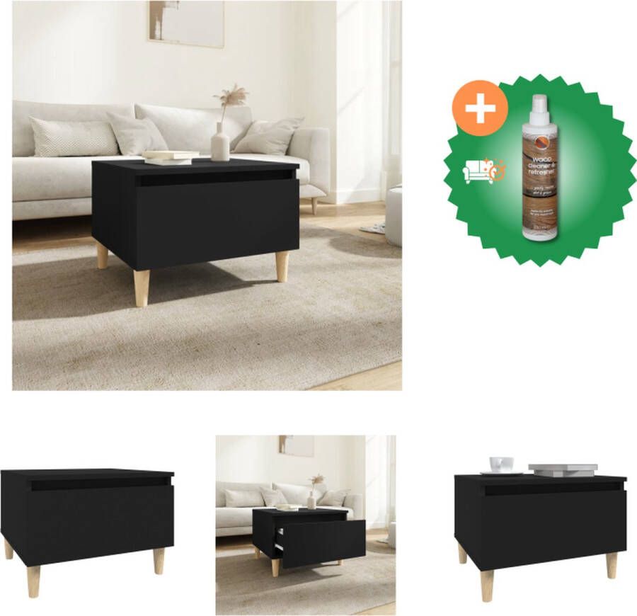VidaXL Scandinavische bijzettafel bewerkt hout 50 x 46 x 35 cm zwart Tafel Inclusief Houtreiniger en verfrisser - Foto 2