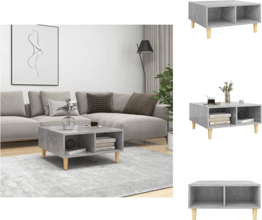 VidaXL Tafel Tafels Tafeltje Tafeltjes Salontafel 60x60x30 cm bewerkt hout betongrijs - Foto 2