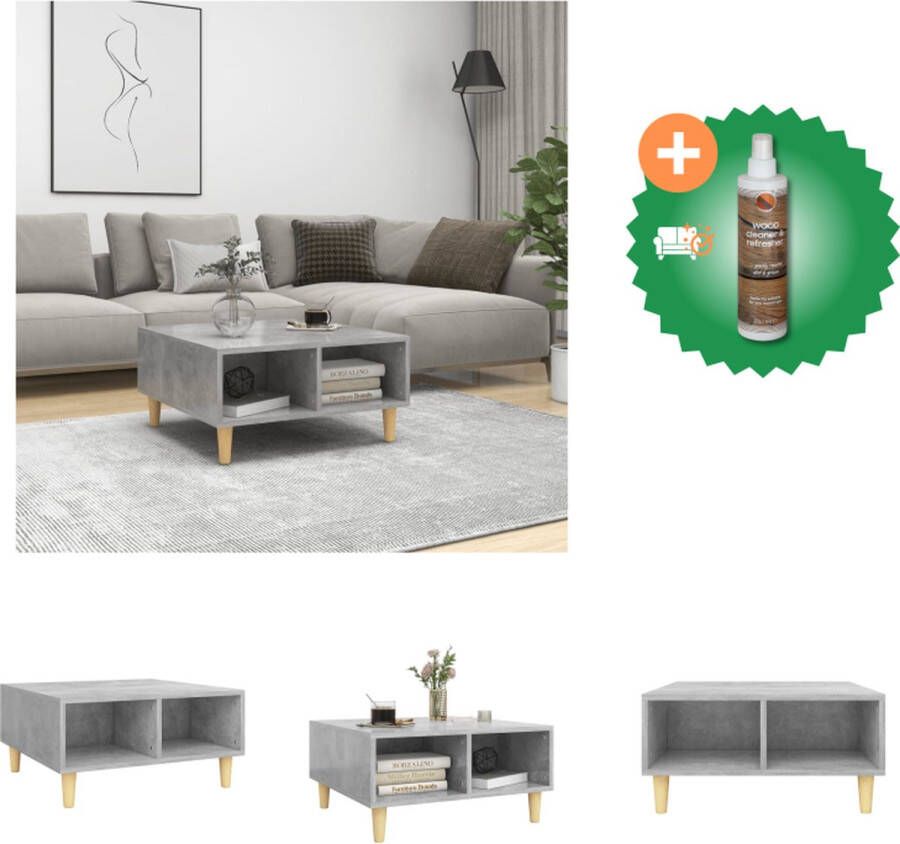 VidaXL Scandinavische bijzettafel opbergschappen 60x60x30cm betongrijs Tafel Inclusief Houtreiniger en verfrisser