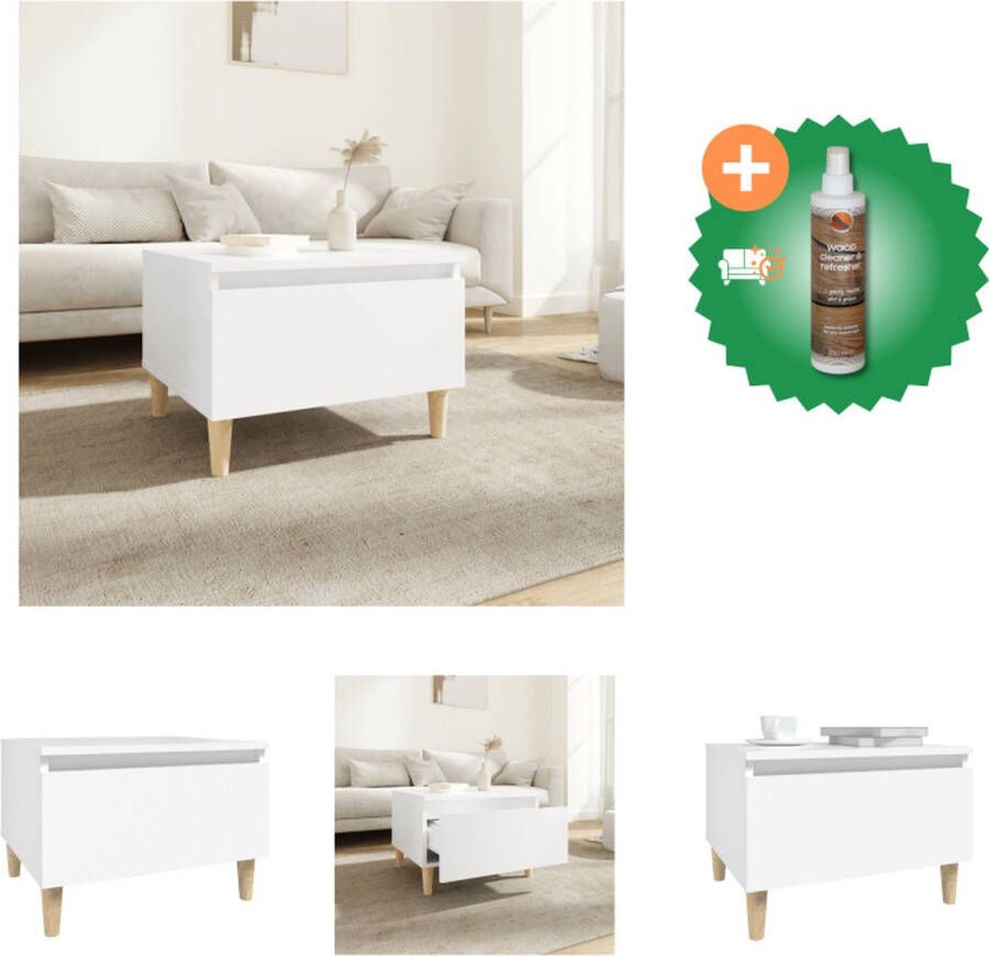 VidaXL Scandinavische bijzettafel Wit 50 x 46 x 35 cm Stevig bewerkt hout Tafel Inclusief Houtreiniger en verfrisser