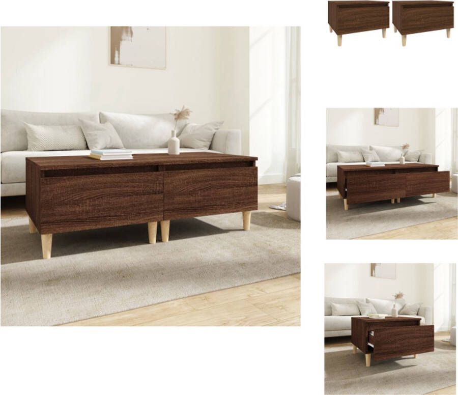 VidaXL Bijzettafel Bijzettafels Eindtafel Salontafel Bijzettafels 2 st 50x46x35 cm bewerkt hout bruineikenkleurig - Foto 2