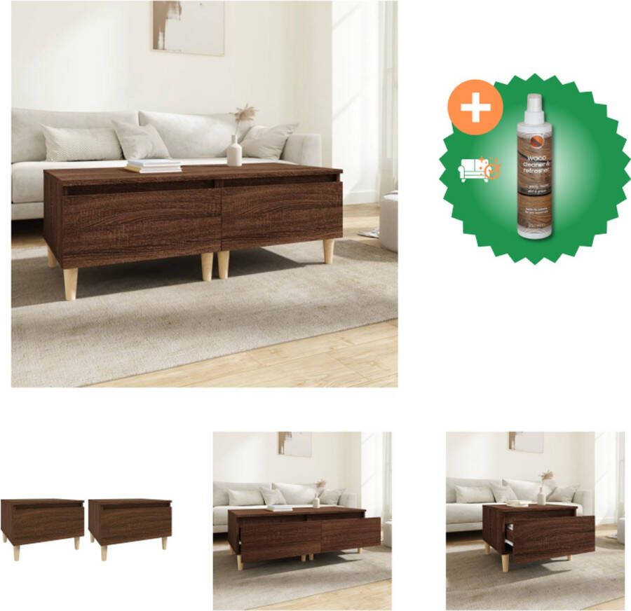 VidaXL Scandinavische bijzettafels Set van 2 Bruineiken 50 x 46 x 35 cm Tafel Inclusief Houtreiniger en verfrisser - Foto 2
