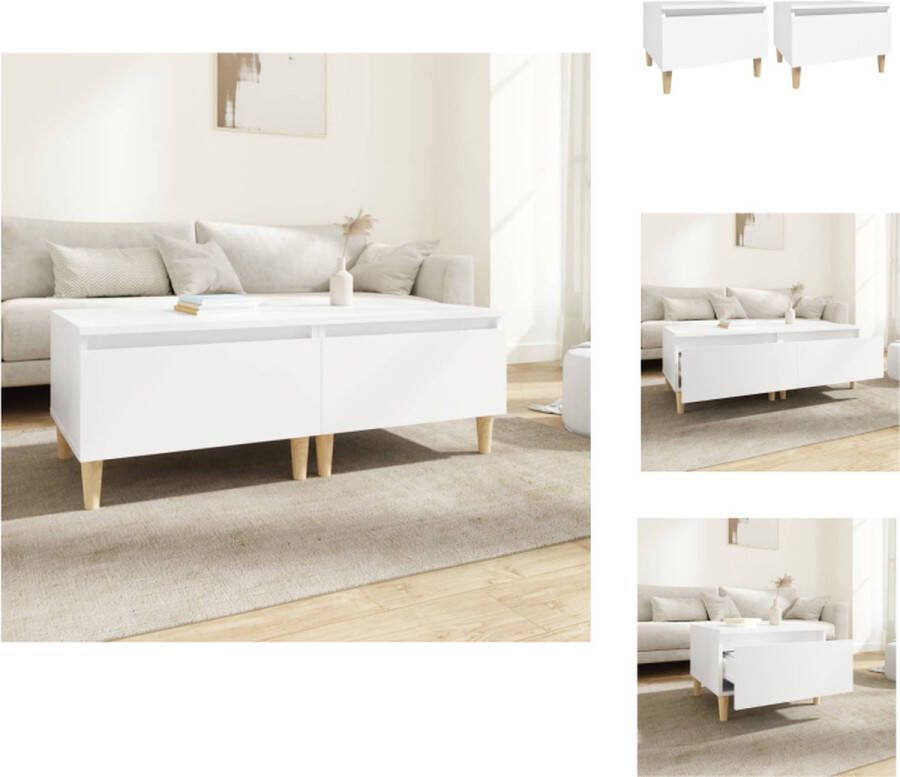 VidaXL Scandinavische Bijzettafels Set van 2 Wit 50 x 46 x 35 cm Stevig hout Ruime opbergruimte Handig blad Natuurlijke houten poten Tafel