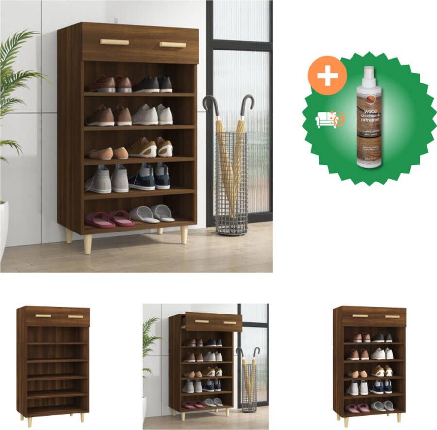 VidaXL Scandinavische minimalistische Schoenenkast 60x35x105cm Bewerkt Hout Schoenenkast Inclusief Houtreiniger en verfrisser