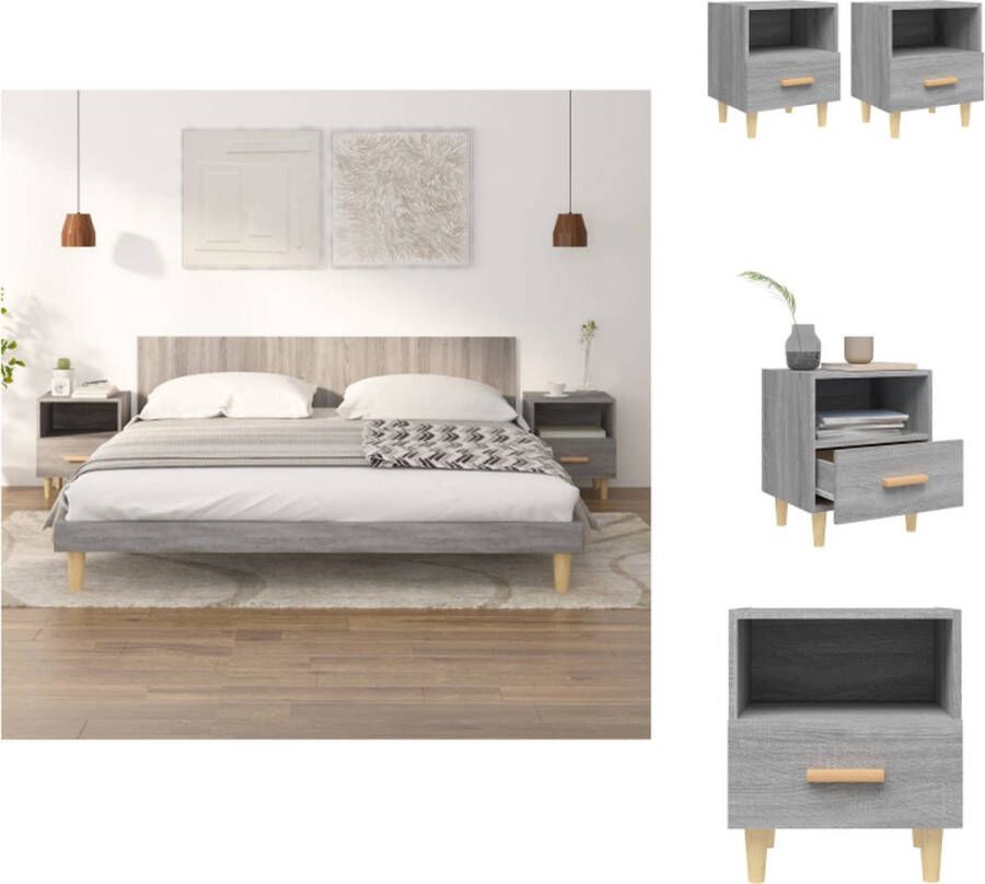 VidaXL Nachtkastje Nachtkastjes Houten Nachtkastje Telefoonkast Nachtkastjes 2 st 40x35x47 cm grijs sonoma eikenkleurig - Foto 2