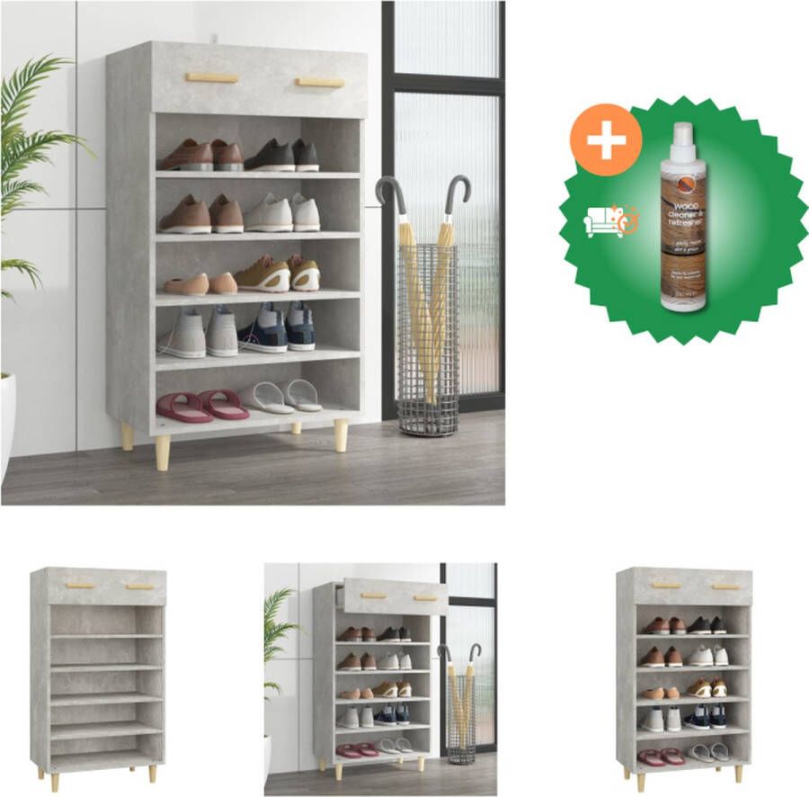 VidaXL Scandinavische Schoenenkast 60 x 35 x 105 cm Betongrijs Schoenenkast Inclusief Houtreiniger en verfrisser