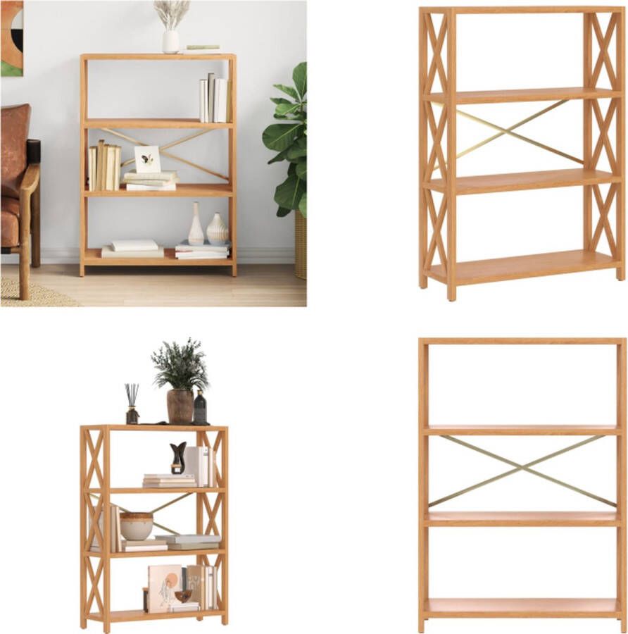 VidaXL Schap 4-laags 80x30x112 cm massief eikenhout Schap Schappen Boekenkast Garagekast