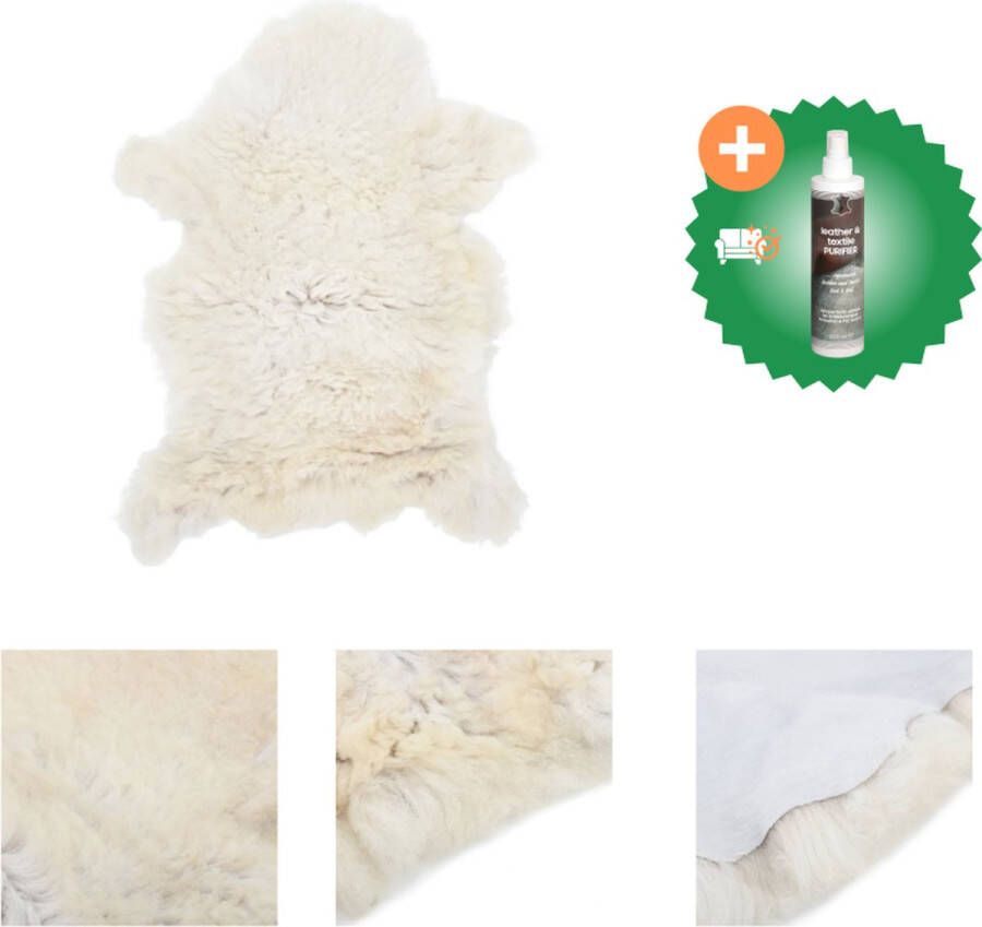 VidaXL Schapenvacht Crème 60-70 x 90-100 cm Warm en luxueus Vloerkleed Inclusief Reiniger