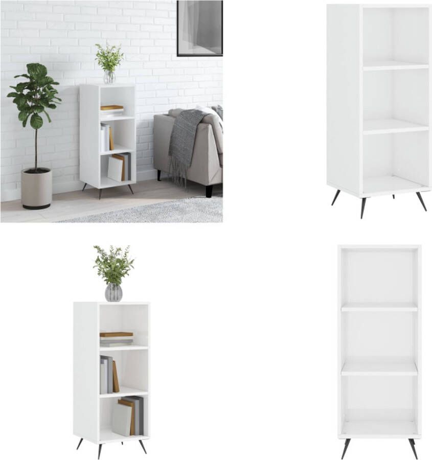 VidaXL Schappenkast 34-5x32-5x90 cm bewerkt hout hoogglans wit Schappenkast Schappenkasten Wandkast Kast - Foto 2