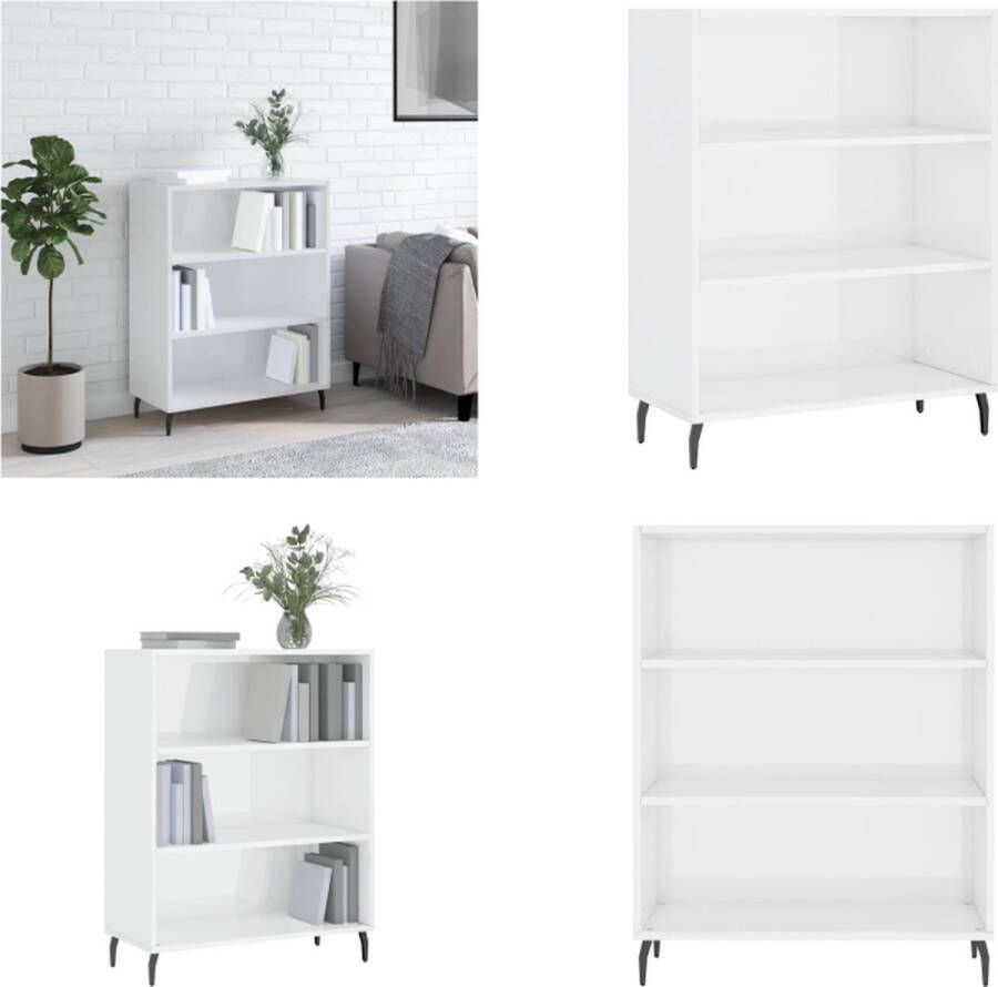 VidaXL Schappenkast 69 5x32 5x90 cm bewerkt hout hoogglans wit Schappenkast Schappenkasten Wandkast Kast - Foto 2
