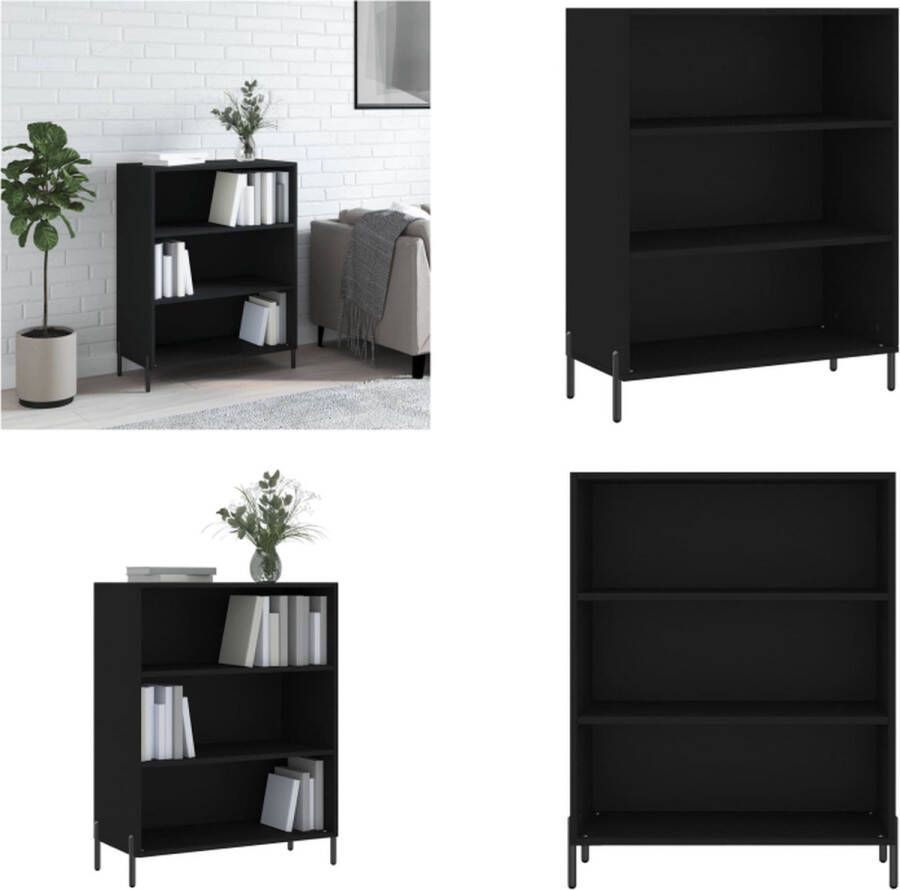 VidaXL Schappenkast 69-5x32-5x90 cm bewerkt hout zwart Schappenkast Schappenkasten Wandkast Kast - Foto 2