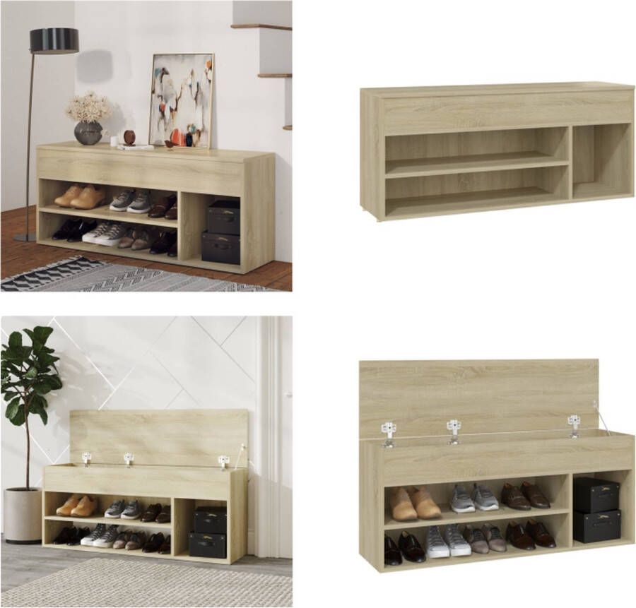 VidaXL Schoenbank 105x30x45 cm bewerkt hout sonoma eikenkleurig Schoenenbank Schoenenbanken Opbergbank Opbergbanken