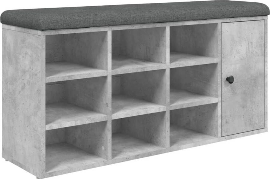 VidaXL -Schoenenbank-102x32x50-cm-bewerkt-hout-betongrijs - Foto 6