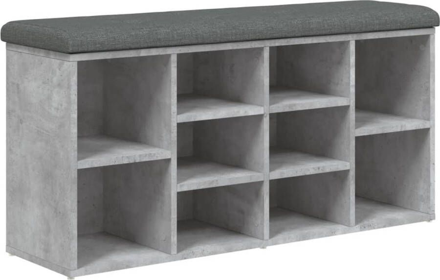 VidaXL -Schoenenbank-102x32x50-cm-bewerkt-hout-betongrijs - Foto 5