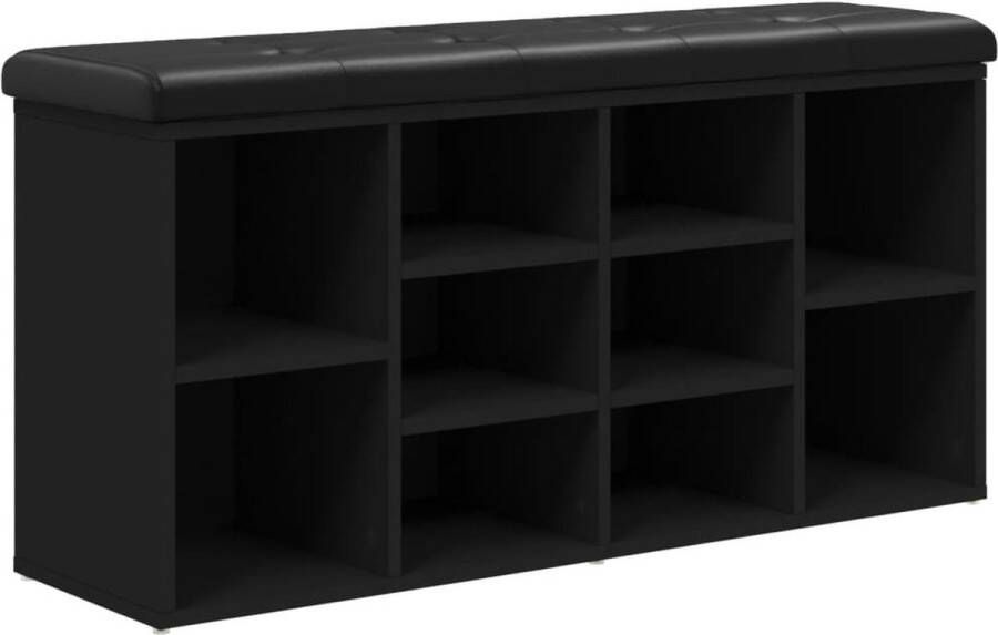 VidaXL Schoenenbank Hout Zwart 102x32x50 cm Schoenenbankje Schoenenbankjes Halbankje Opbergbankje