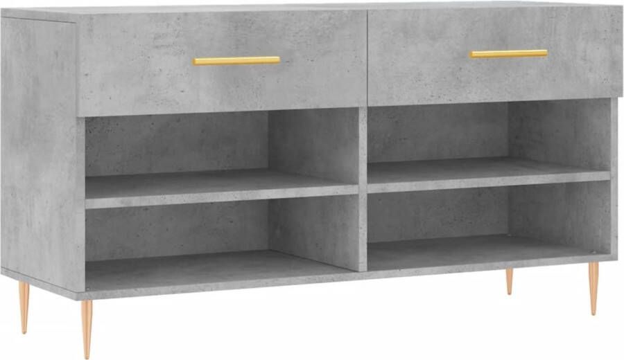 Prolenta Premium INFIORI Schoenenbank 102x35x55 cm bewerkt hout betongrijs - Foto 2